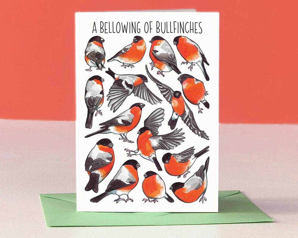 Greeting Card - A Bellowing of Bullfinches