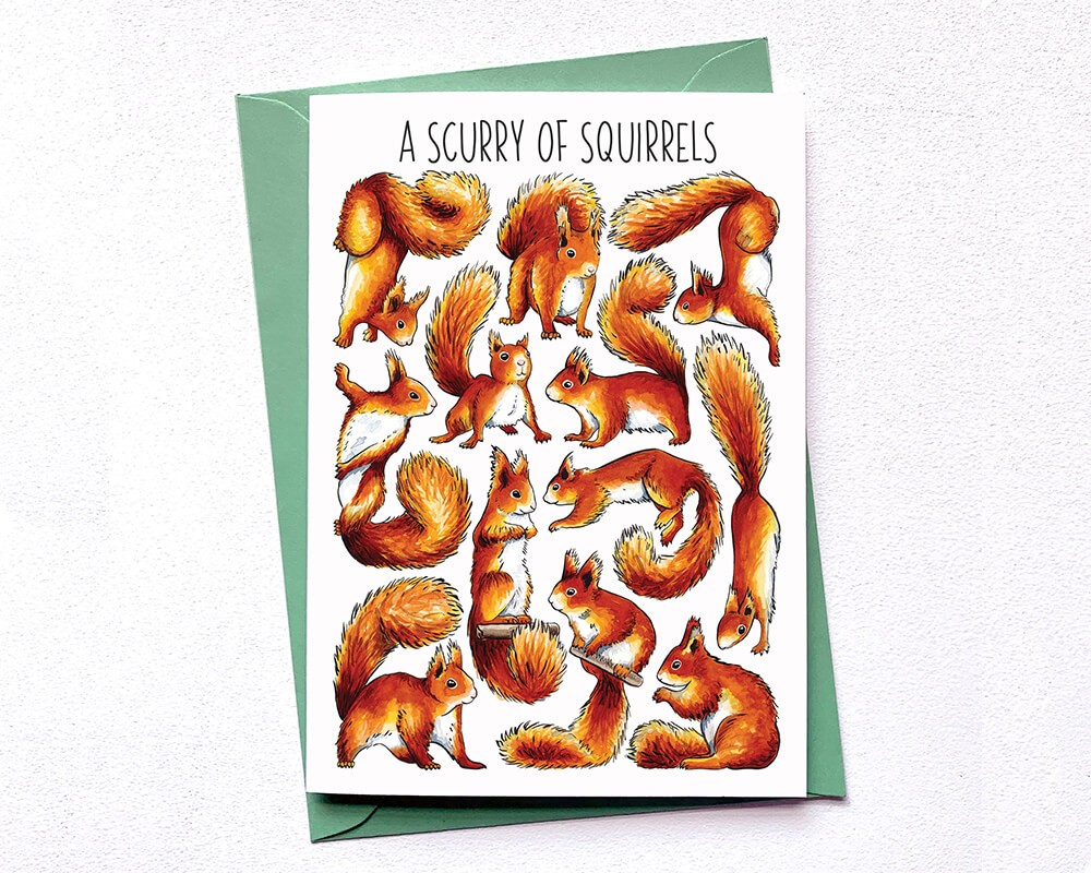 Greeting Card - A Scurry of Squirrels