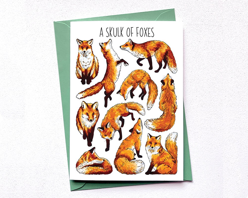 Greeting Card - A Skulk of Foxes