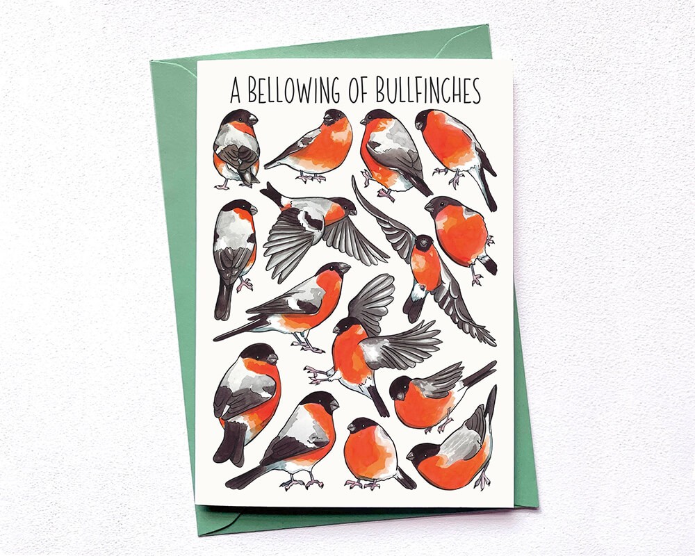 Greeting Card - A Bellowing of Bullfinches