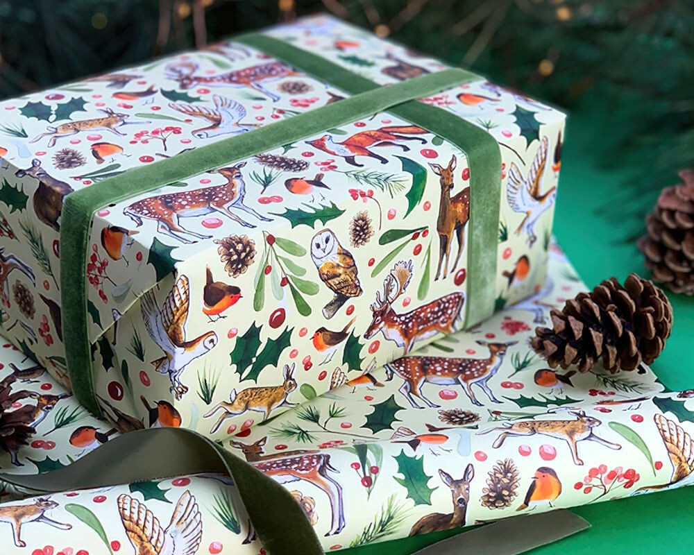 Wrapping paper - Midnight Forest Teal – Belle & Boo